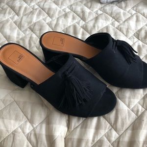 Black Suede Heel Slides